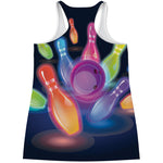 Light Up Bowling Pins Print Women's Racerback Tank Top