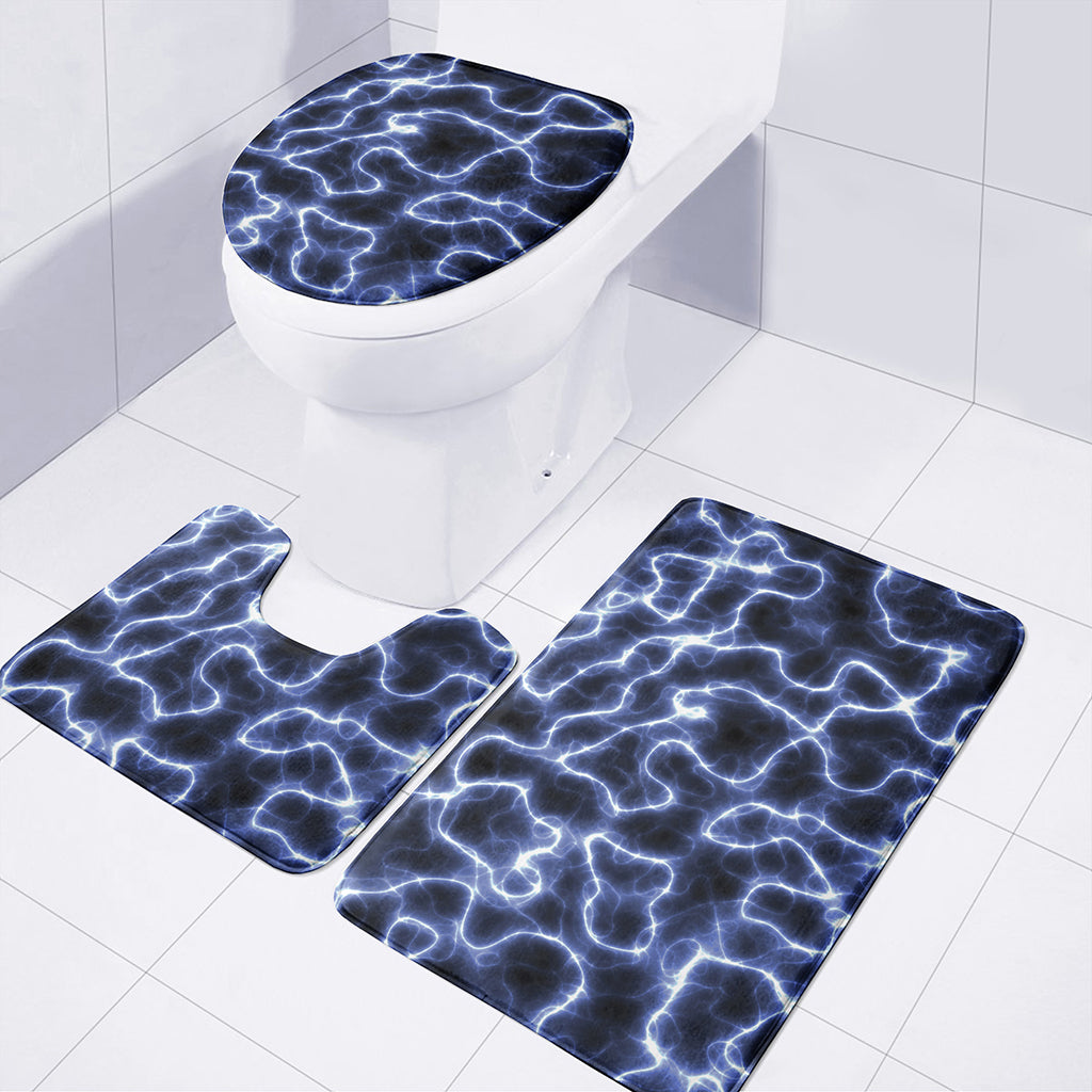 Lightning Chain Print 3 Piece Bath Mat Set