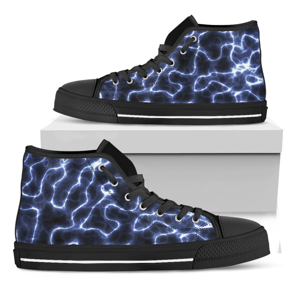 Lightning Chain Print Black High Top Shoes