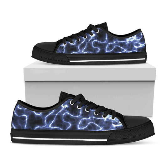 Lightning Chain Print Black Low Top Shoes