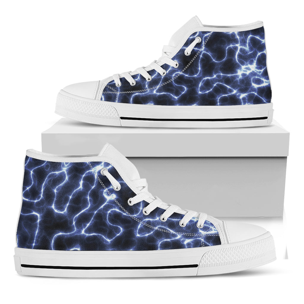 Lightning Chain Print White High Top Shoes