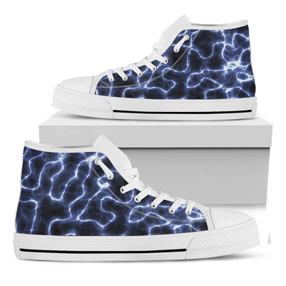 Lightning Chain Print White High Top Shoes