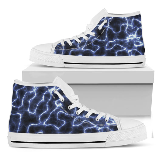 Lightning Chain Print White High Top Shoes