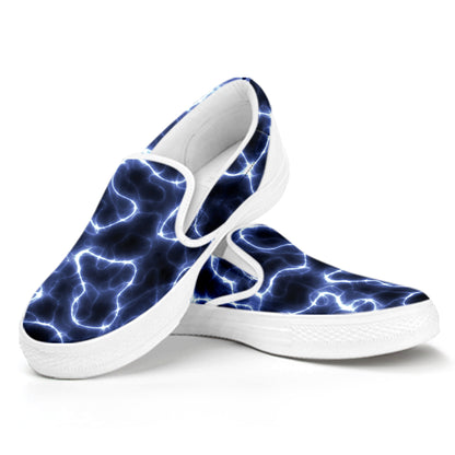 Lightning Chain Print White Slip On Shoes