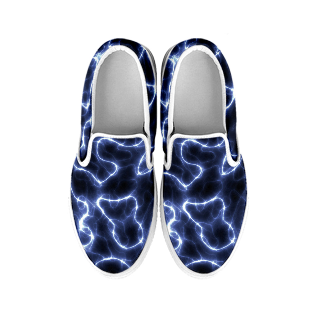 Lightning Chain Print White Slip On Shoes