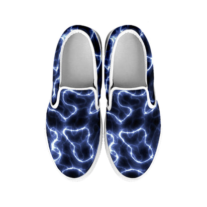 Lightning Chain Print White Slip On Shoes