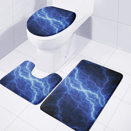 Lightning Plasma Print 3 Piece Bath Mat Set