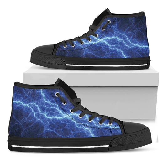 Lightning Plasma Print Black High Top Shoes