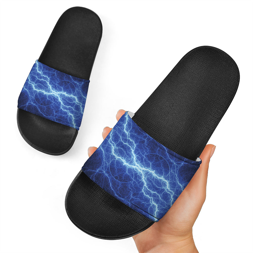 Lightning Plasma Print Black Slide Sandals