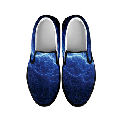 Lightning Plasma Print Black Slip On Shoes