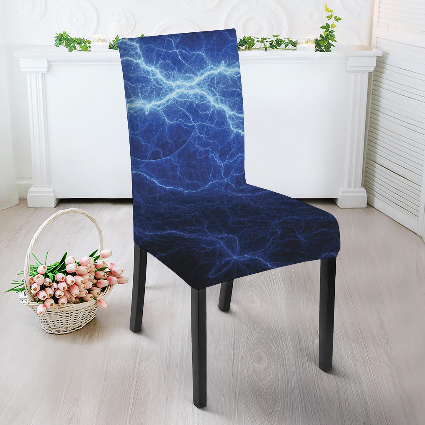 Lightning Plasma Print Dining Chair Slipcover