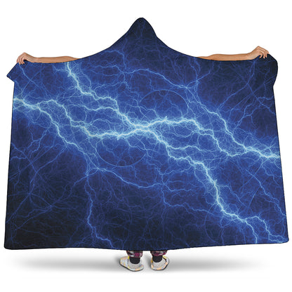 Lightning Plasma Print Hooded Blanket