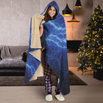 Lightning Plasma Print Hooded Blanket