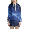 Lightning Plasma Print Pullover Hoodie Dress
