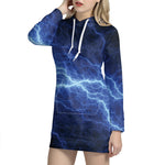 Lightning Plasma Print Hoodie Dress
