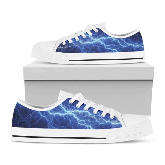 Lightning Plasma Print White Low Top Shoes