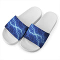Lightning Plasma Print White Slide Sandals
