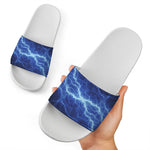 Lightning Plasma Print White Slide Sandals