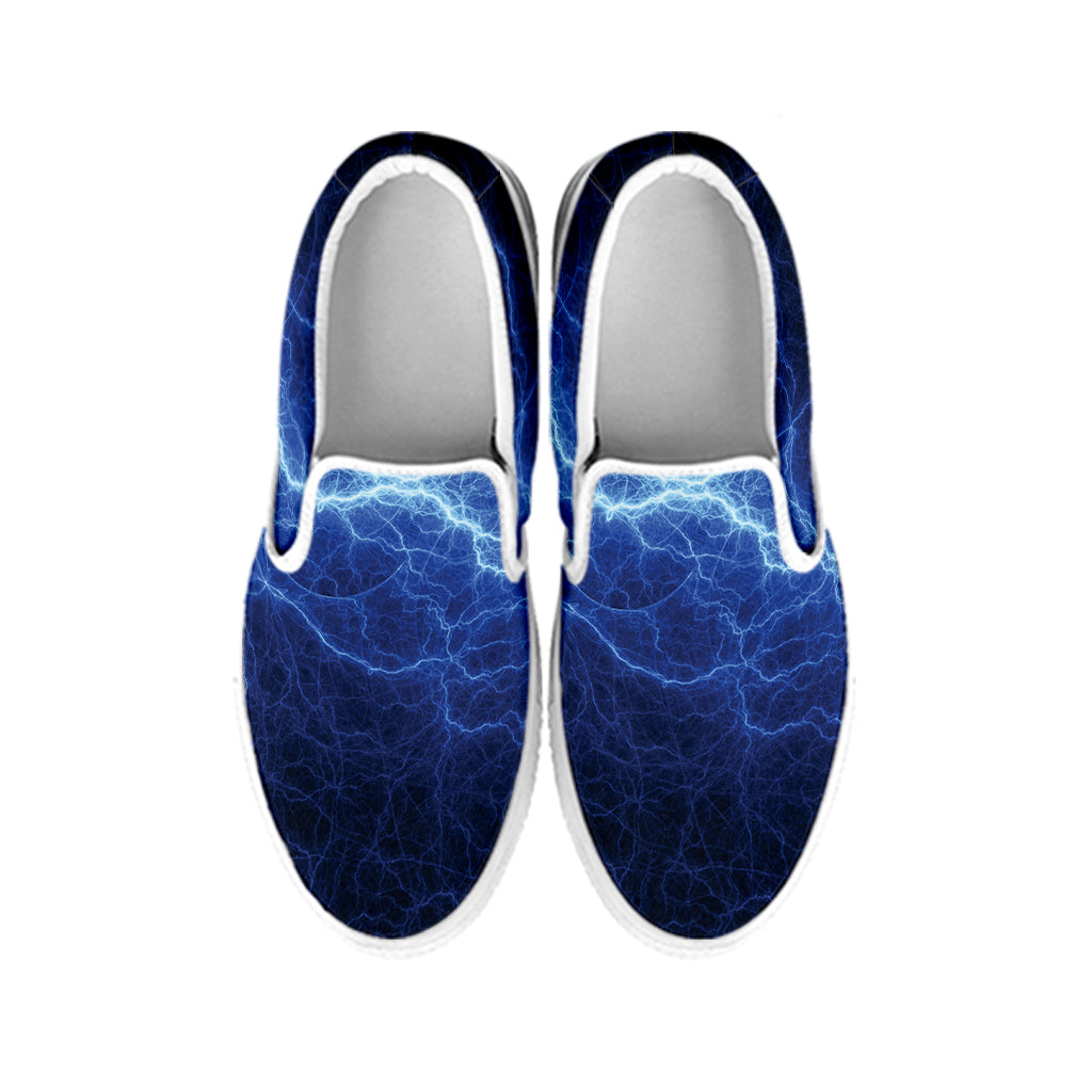 Lightning Plasma Print White Slip On Shoes
