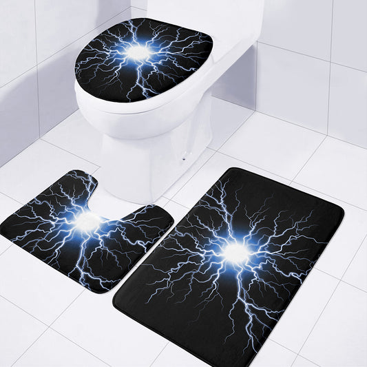 Lightning Spark Print 3 Piece Bath Mat Set