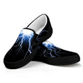 Lightning Spark Print Black Slip On Sneakers