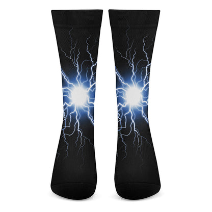 Lightning Spark Print Crew Socks
