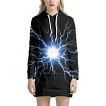 Lightning Spark Print Hoodie Dress