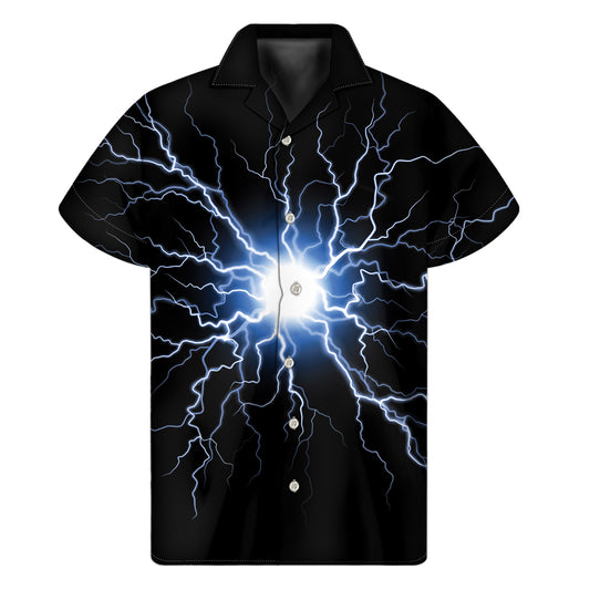 Lightning Spark Print Men's Short Sleeve Shirt