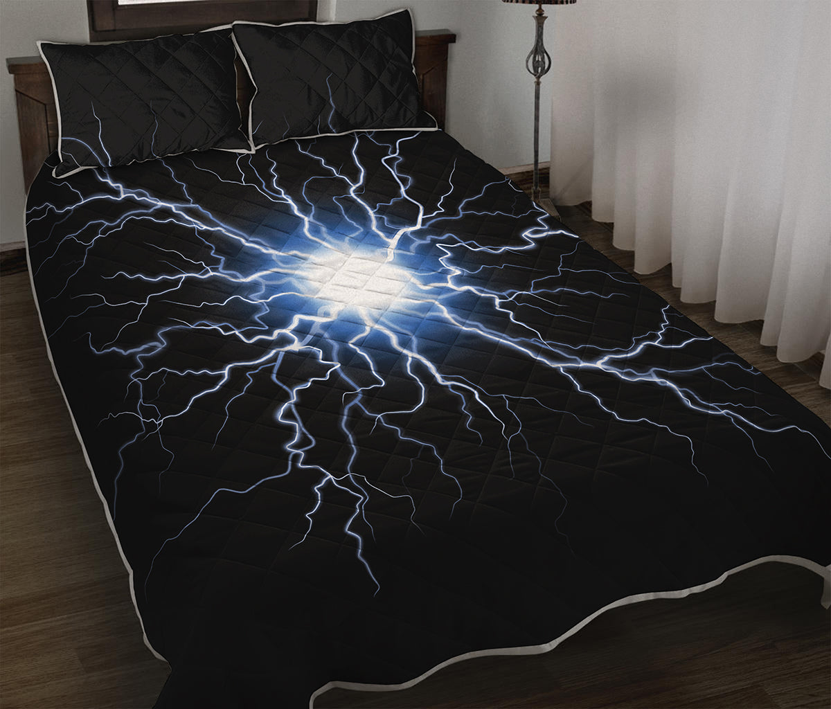Lightning Spark Print Quilt Bed Set