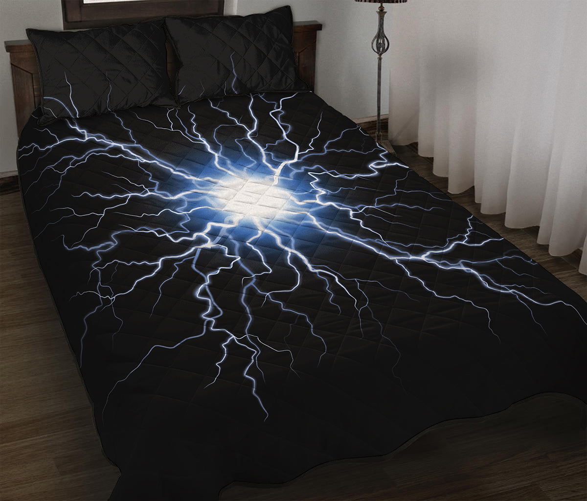 Lightning Spark Print Quilt Bed Set