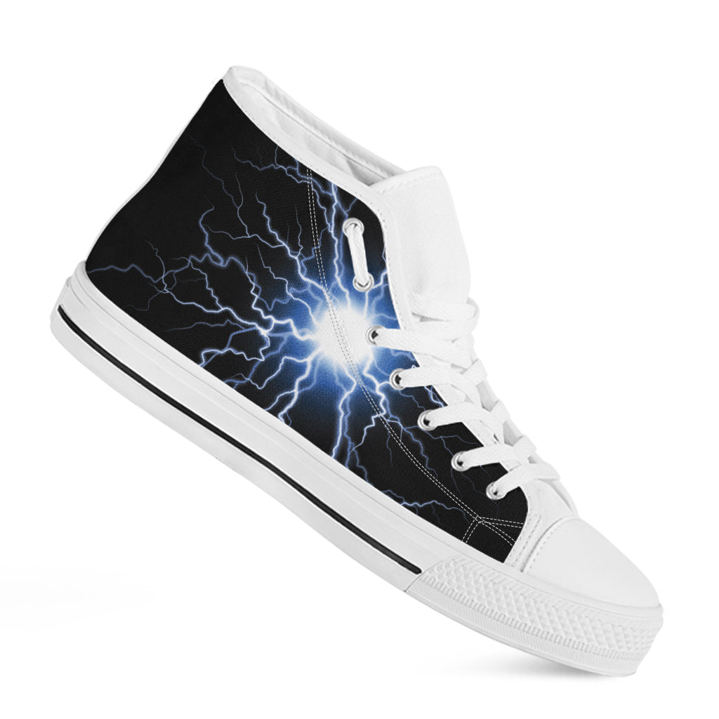 Lightning Spark Print White High Top Shoes
