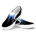 Lightning Spark Print White Slip On Sneakers