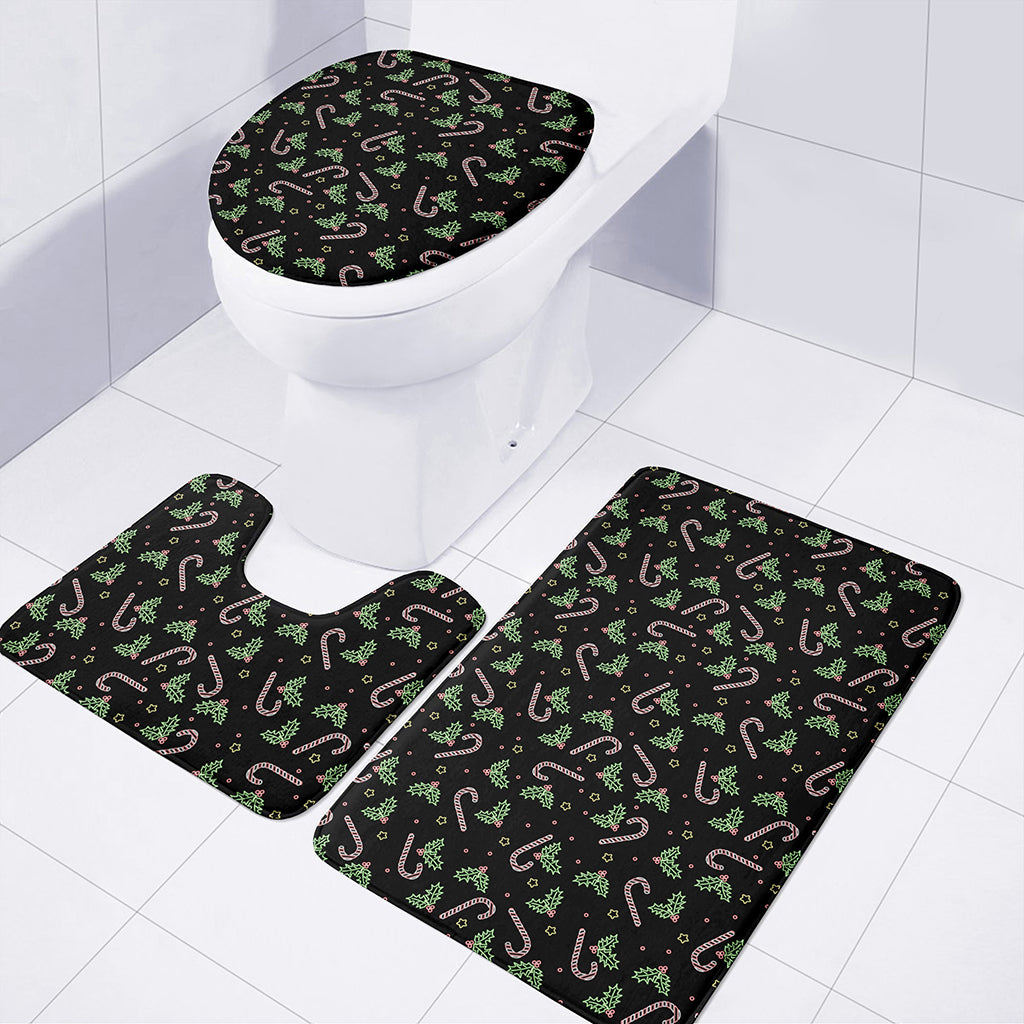 Lights Christmas Pattern Print 3 Piece Bath Mat Set
