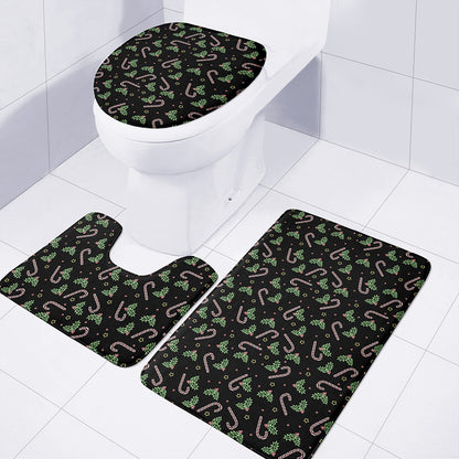 Lights Christmas Pattern Print 3 Piece Bath Mat Set