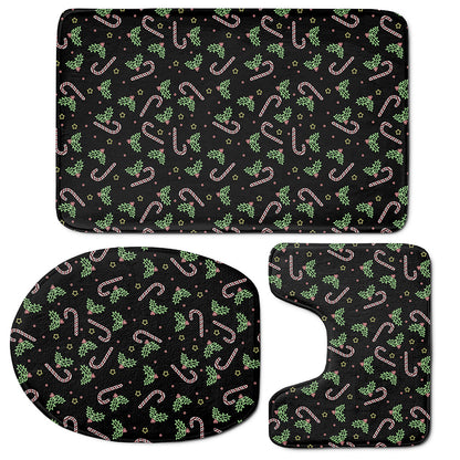 Lights Christmas Pattern Print 3 Piece Bath Mat Set