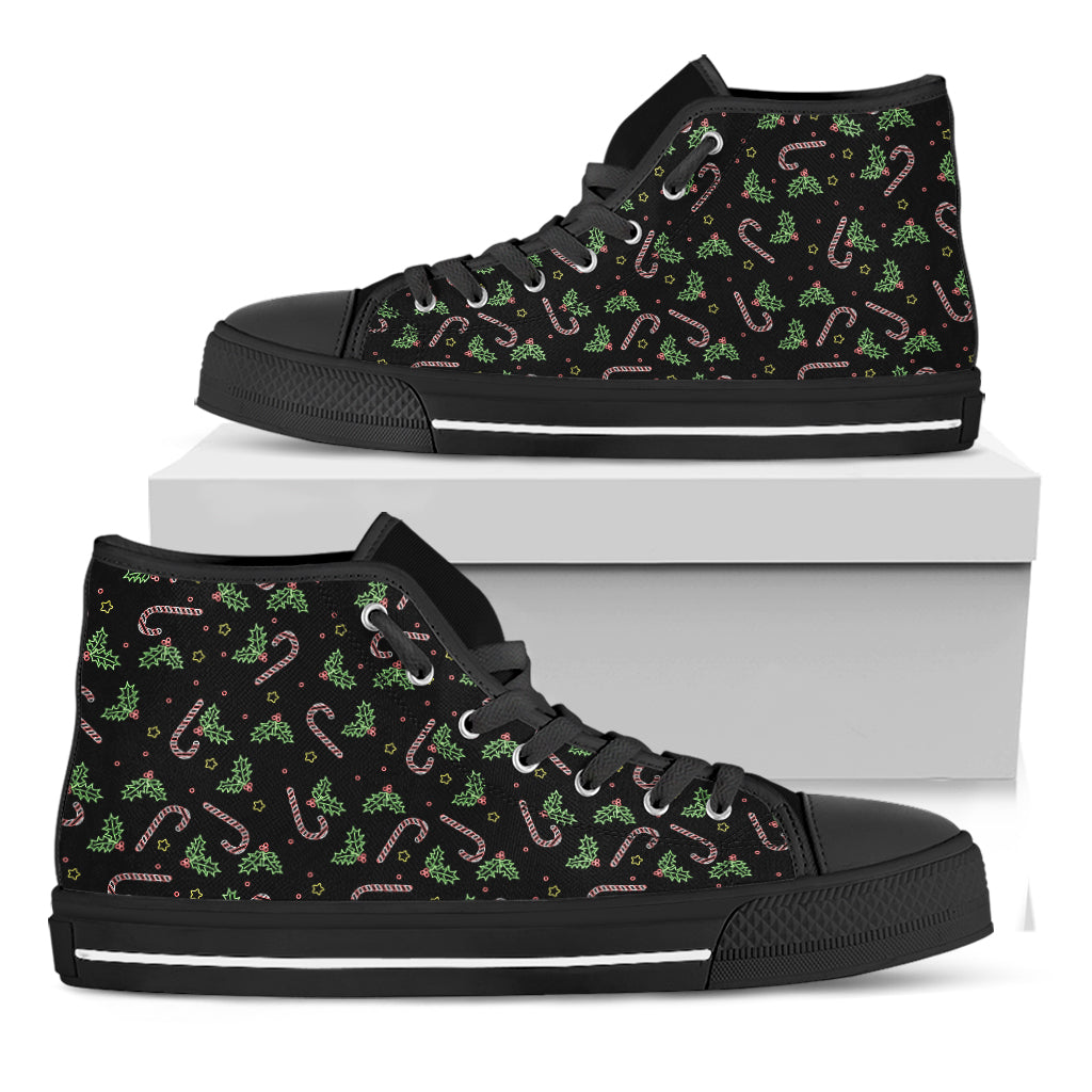 Lights Christmas Pattern Print Black High Top Shoes