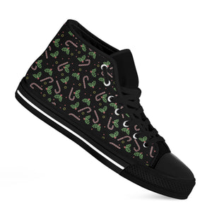 Lights Christmas Pattern Print Black High Top Shoes