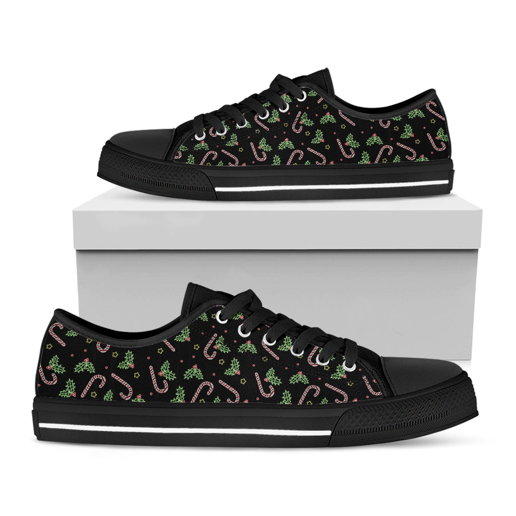 Lights Christmas Pattern Print Black Low Top Shoes