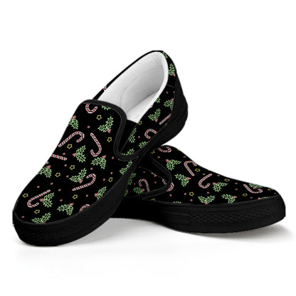 Lights Christmas Pattern Print Black Slip On Shoes