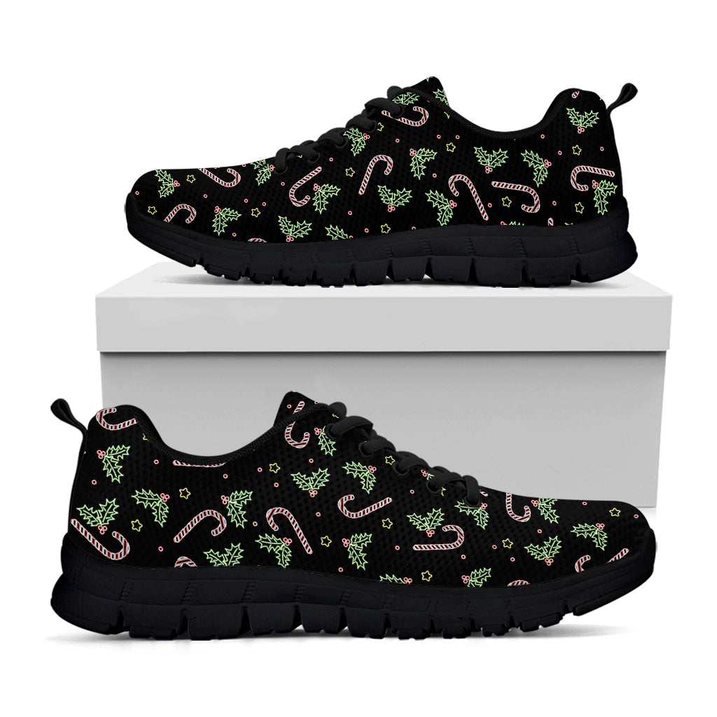 Lights Christmas Pattern Print Black Sneakers