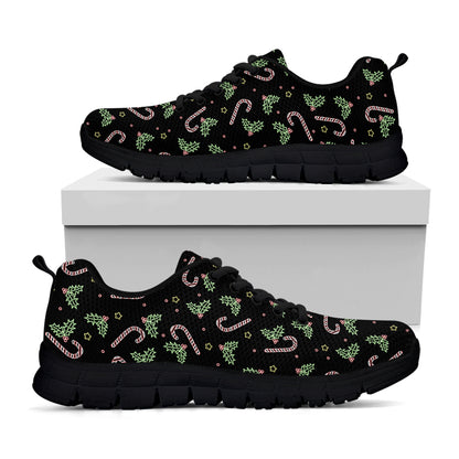 Lights Christmas Pattern Print Black Sneakers