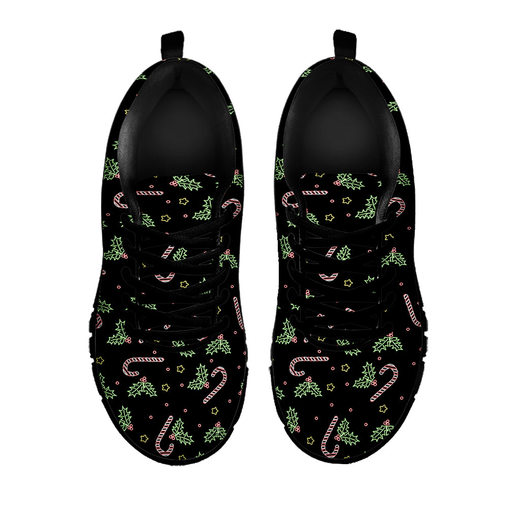 Lights Christmas Pattern Print Black Sneakers