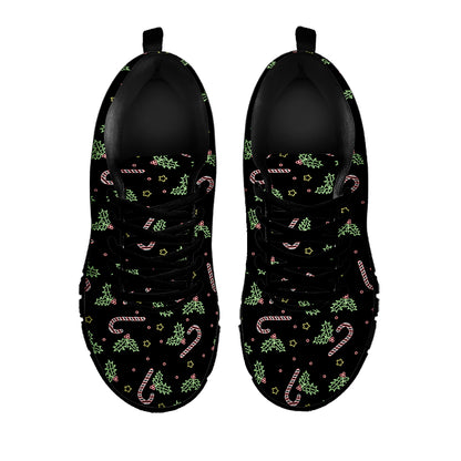 Lights Christmas Pattern Print Black Sneakers