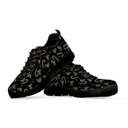 Lights Christmas Pattern Print Black Sneakers