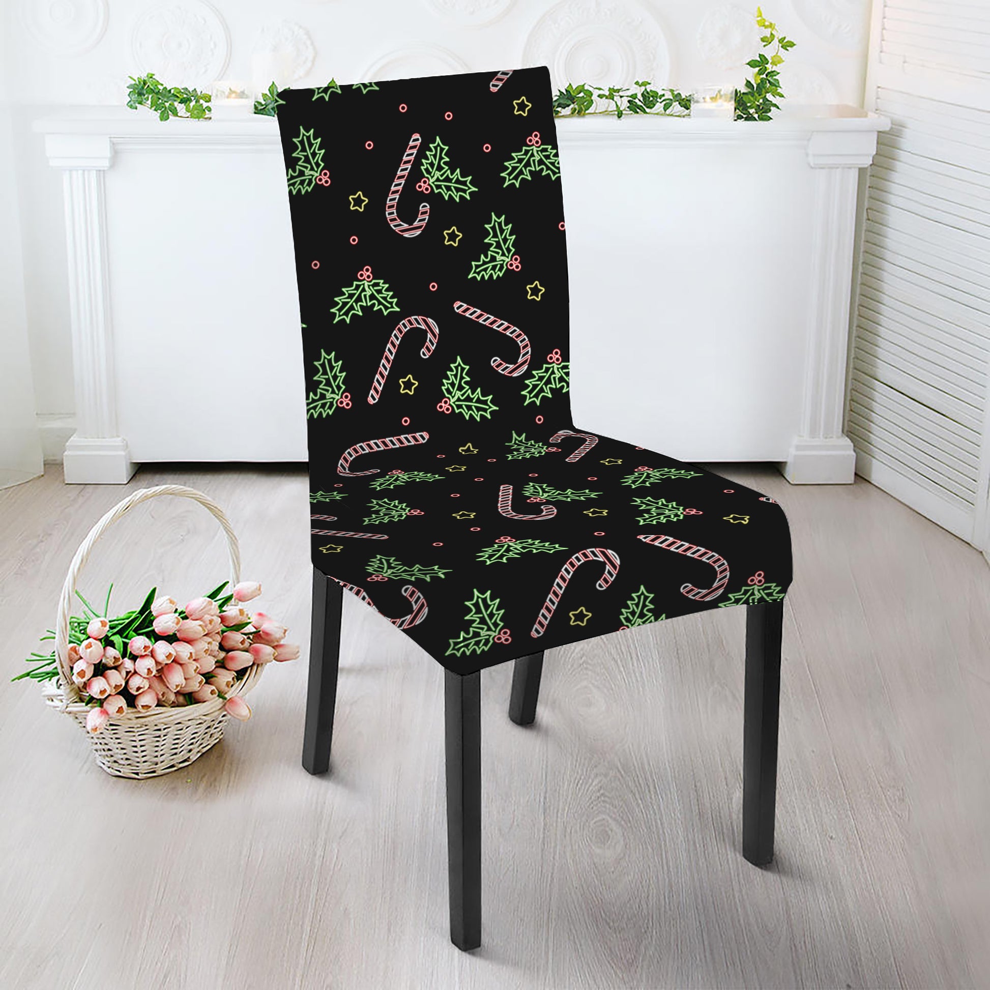 Lights Christmas Pattern Print Dining Chair Slipcover