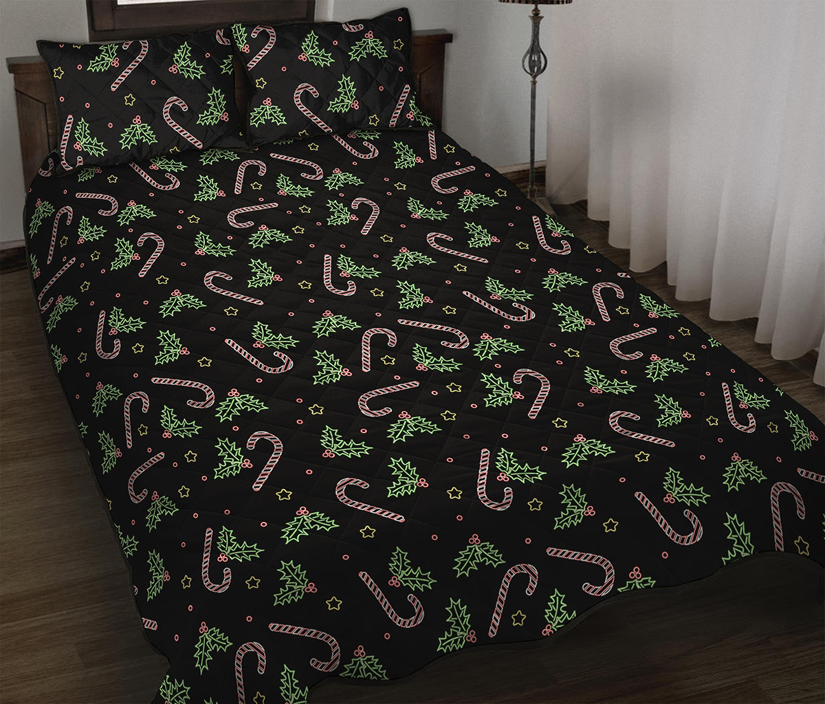 Lights Christmas Pattern Print Quilt Bed Set