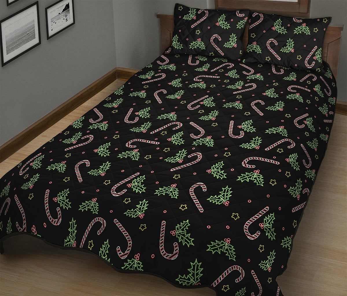 Lights Christmas Pattern Print Quilt Bed Set