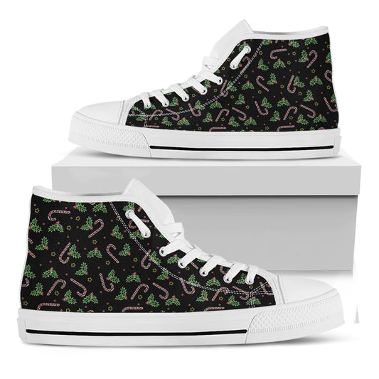 Lights Christmas Pattern Print White High Top Shoes