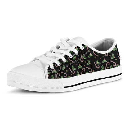 Lights Christmas Pattern Print White Low Top Shoes
