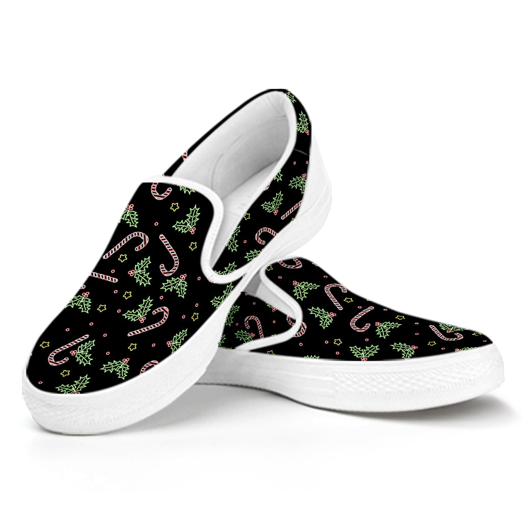 Lights Christmas Pattern Print White Slip On Shoes